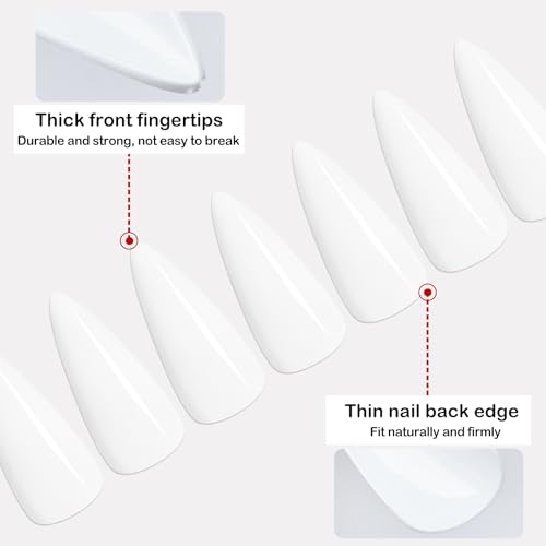LoveOurHome 120pc White Stiletto Press On Nails Long Fake Nails with Glue & Tools