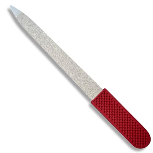 Ruby Red Sapphire Nail File - Double-Sided Stainless Steel Tool for Manicure & Pedicure
