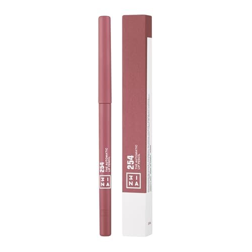 3INA Waterproof Lip Liner Pencil - Dark Pink Nude, Built-In Sharpener