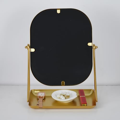 Tstarer Gold 360° Rotating Makeup Mirror with Storage