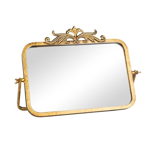 7.9" x 11.8" Antique Gold Rectangular Makeup Mirror - 360° Adjustable