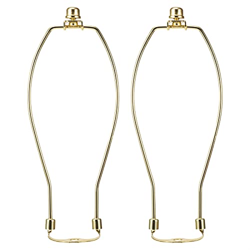 10-Inch Polished Brass Lamp Harp Kit - Pack of 2 with Bases & Finials