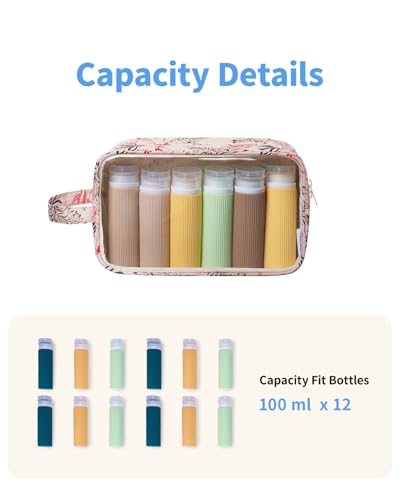Narwey Beige Flamingo Clear Toiletry Bag for Travel & Makeup