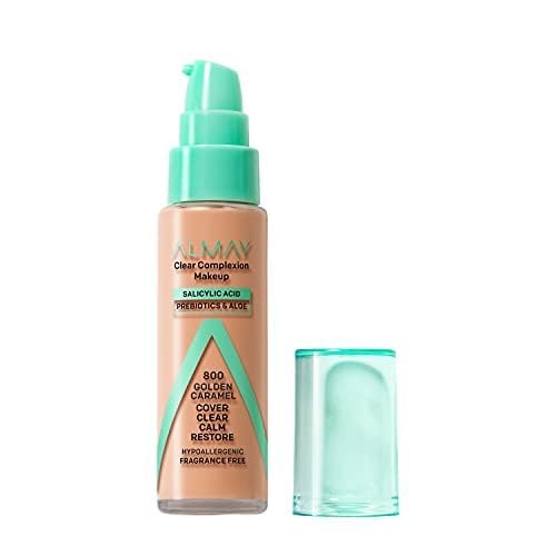 Almay Clear Complexion Foundation - Oil-Free Makeup for Acne-Prone Skin | Buildable Coverage, Soft-Matte Finish, 1 fl oz