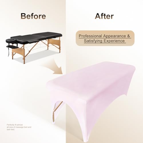 Professional Pink Spa Bed Cover - Stretchy Fitted Table Protector (1-Piece)