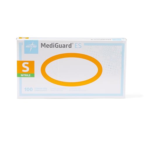 Medline MediGuard ES Powder-Free Nitrile Exam Gloves, Large - Box of 100