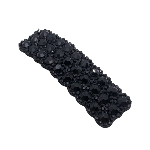 6-Piece Rhinestone Snap Hair Clips - Elegant Rectangular Barrettes