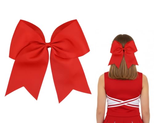 7 Inch Red Jumbo Cheer Bow Clip for Women - DS. DISTINCTIVE STYLE