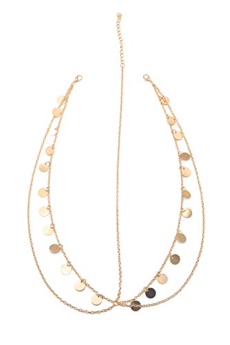 Women Bohemian Gold Head Chain Bridal Hair Jewelry Headpiece for Wedding & Party