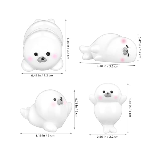 Mini Resin Seal Figurines - 4Pcs Adorable Ocean Decor