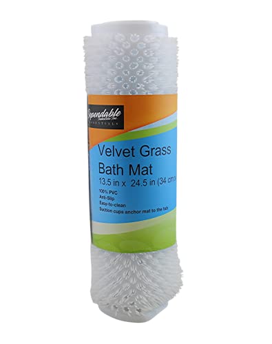 White Grass Textured Anti-Slip Bath Mat for Spa Comfort - 24.5" x 13.5"