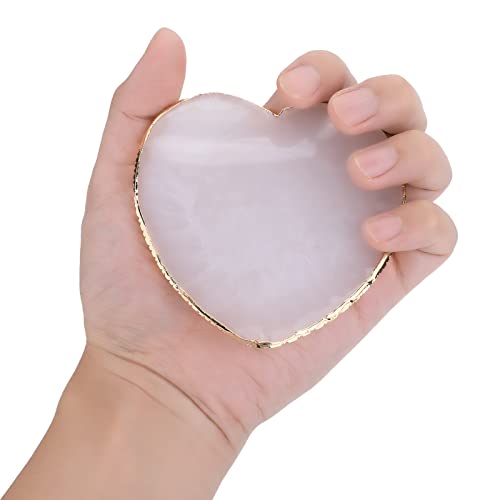 Heart-Shaped Resin Nail Art Mixing Palette with Golden Edge