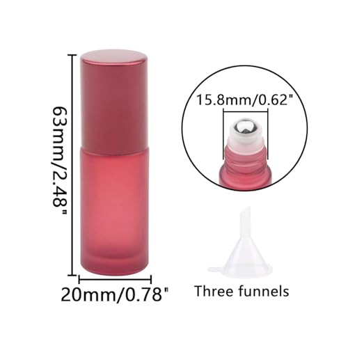 Ellbest Matte Red 17Pcs 5ml Glass Roller Bottles for Essential Oils