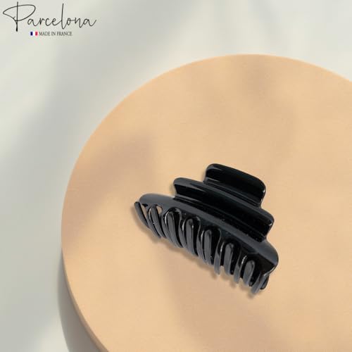 Parcelona Black Medium Hair Claw Clip for Thick Hair Updos