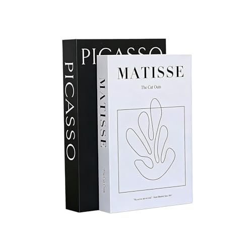 Set of 2 Decorative Faux Books - Modern Black & White Art Theme