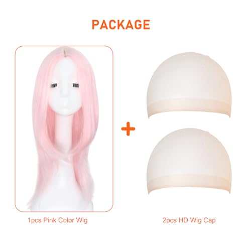 Orgwigs 24-Inch Pink Glow-in-the-Dark Synthetic Wig for Cosplay