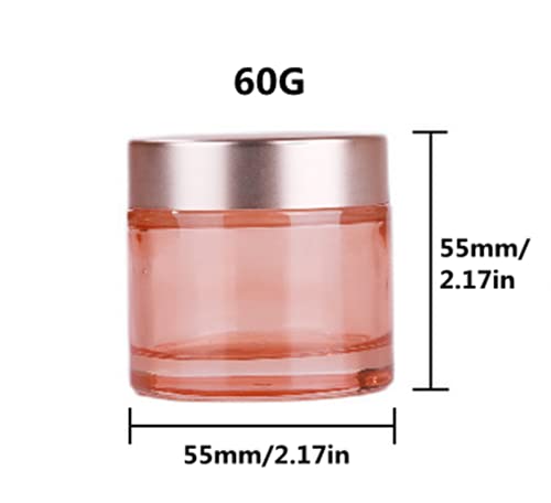 4-Pack 2oz Pink Glass Cosmetic Jars with Rose Gold Lids - Refillable