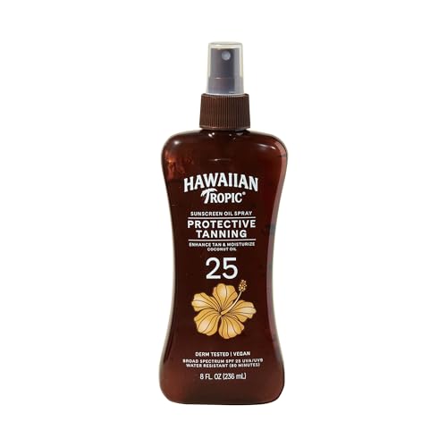 Hawaiian Tropic Tanning Oil Spray SPF 25 - Hydrating Coconut & Cocoa Butter, 8 Fl Oz