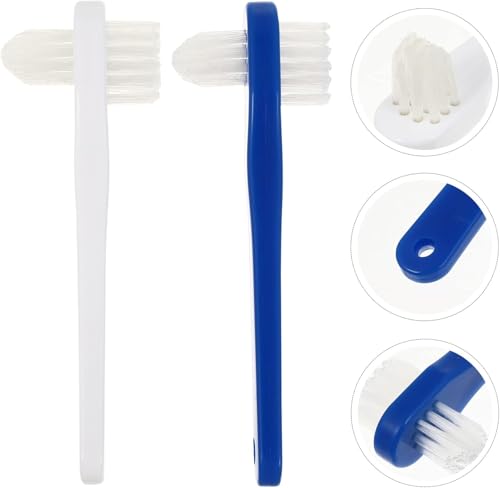 Double-Sided Denture Brush - 2PCS with Extra Soft Bristles for Dentures, Retainers & Night Guards