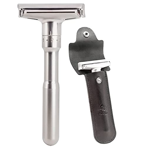 River Lake RZ700 Adjustable Double Edge Safety Razor with Long Handle & Protective Case