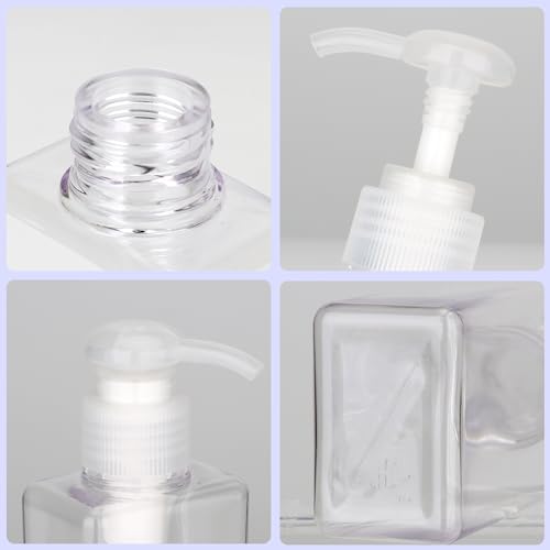 Jansburg 150ml Refillable Pump Bottle Dispenser - 2 Pack, Leakproof Clear Lotion Pump for Essential Oils, Soaps & Shampoos