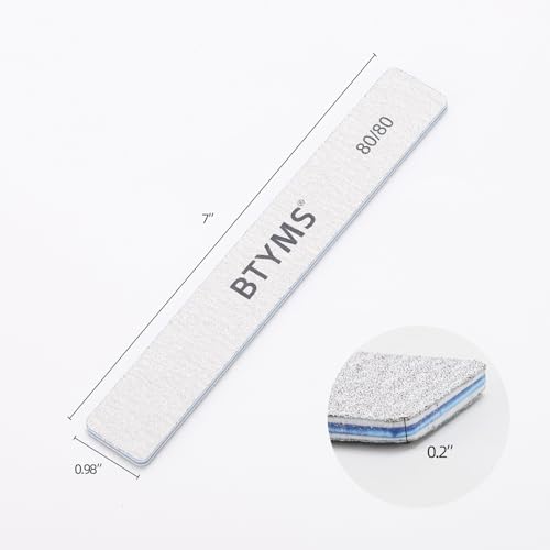 80/80 Grit Nail Files - 15 Count Reusable Emery Boards for Acrylic Nails