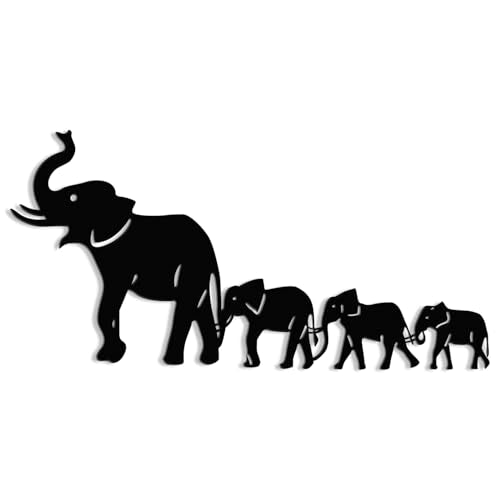 Abstract Geometric Elephant Metal Wall Art - 16x8 Inch Decor