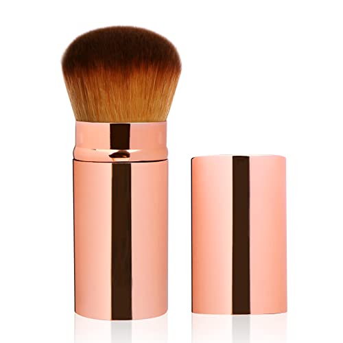 Gold UNIMEIX Retractable Makeup Brush Kabuki Blush Foundation Tool for Liquid & Powder