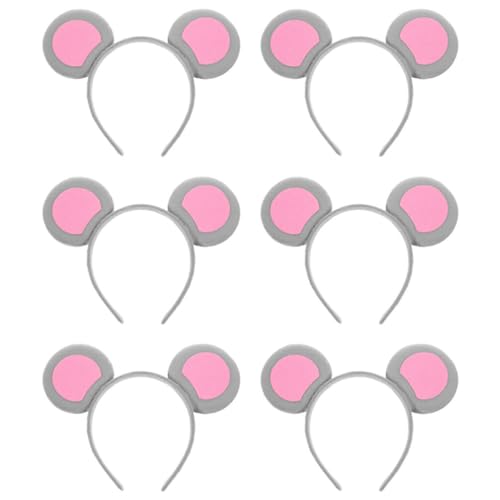 Beaupretty Mouse Ears Headband - 6pcs Gray Cartoon Costume Accessories