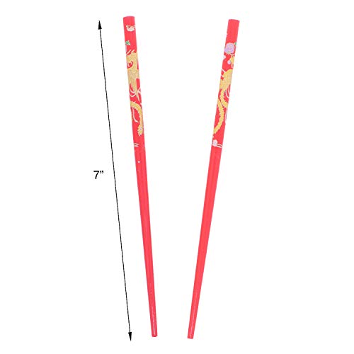 Motique Accessories Red Wooden Hair Sticks with Chinese Dragon Design - Set of 2, 7 Inches