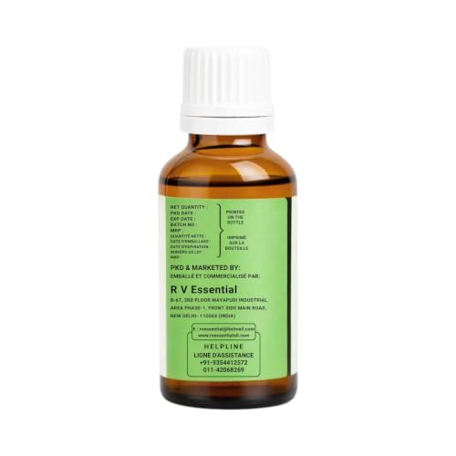 R V Essential Bhringraj Oil, 100% Pure Cold-Pressed Hair & Skin Oil, 0.51 Fl Oz
