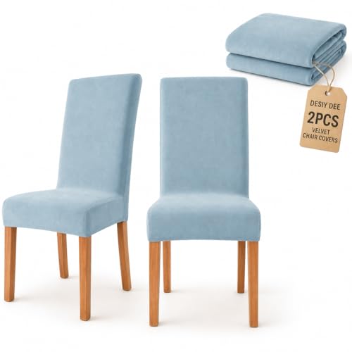 Deisy Dee Velvet Dining Chair Covers - Washable & Stretchable Slipcovers
