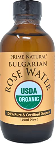 PRIME NATURAL Organic Rose Water Spray - Hydrating Facial Toner & Hair Mist, 4oz