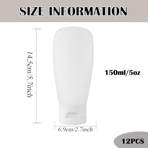 12-Pack 150ml Plastic Squeeze Tube Bottles with Flip Cap - Travel Containers for Shampoo & Lotion