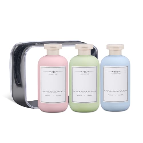 ASEVAT Leak-Proof Travel Bottles Set for Toiletries, TSA Approved, 10 oz, Refillable Squeeze Containers