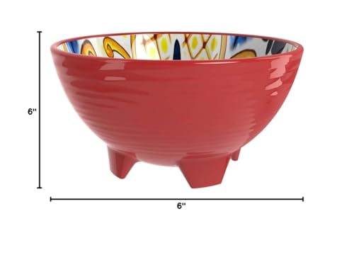 Prepara 6-Inch Taco Bowl - Red Melamine Serving Bowl for Dips & Toppings