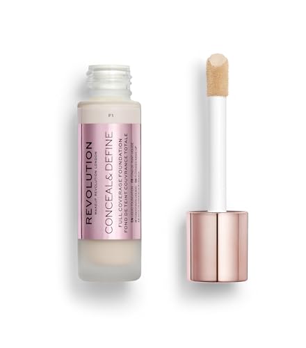 Revolution Conceal & Define Foundation F1 - Full Coverage, 0.8 fl oz, Vegan