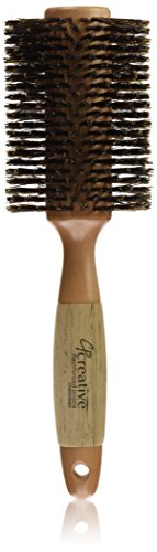 Creative Reinforced Boar Bristle Round Hair Brush - 3.25 Inch Wood Styling Tool