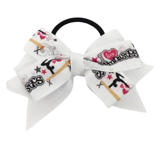 Sportybella Gymnastics Hair Bow for Girls – 4.5 Inch Colorful Ponytail Holder & Elastics, Perfect Gift for Gymnasts & Teams