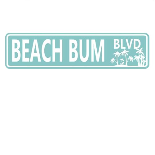 Beach Bum BLVD Metal Sign - Home Office Wall Decor, 16x4 Inch