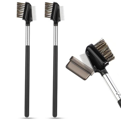 KALIONE Dual-Head Metal Eyelash Comb & Eyebrow Brush - Black