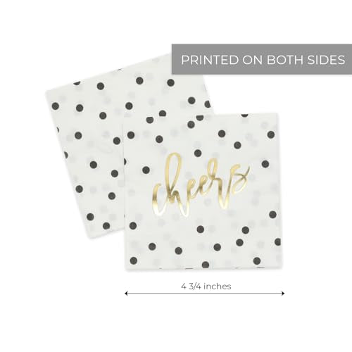 Gold Foil Cheers Cocktail Napkins - 50 Pack, 4.75" Square