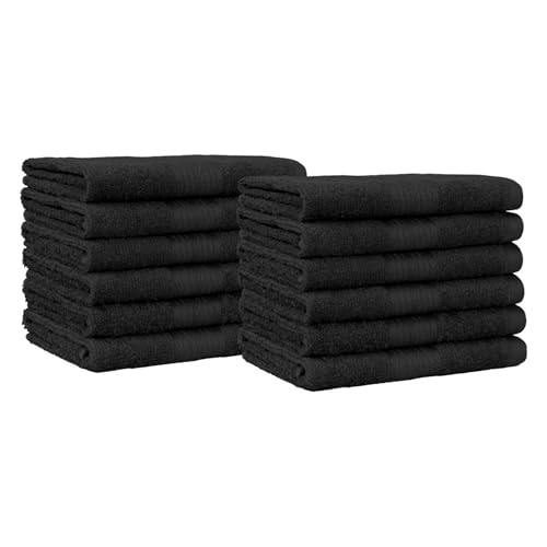 Amazon Basics 12-Pack Soft Cotton Washcloths, 12x12 in, Black