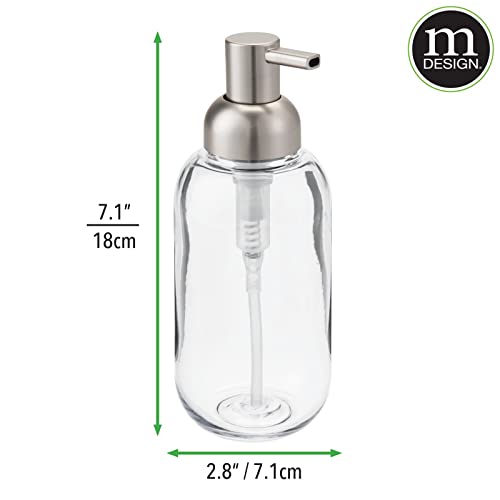 mDesign Refillable Liquid Soap Dispenser - Clear/Brushed, 2 Pack