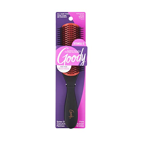 Goody Heritage Rubber Styler Brush - Ebony Wood Handle Volume Hairbrush