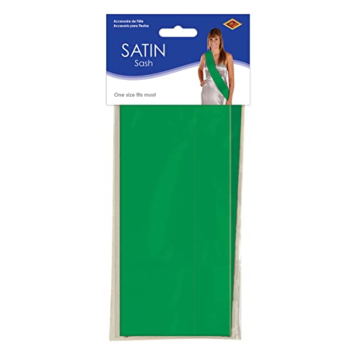 Beistle Green Satin Sash - 33" Elegant Party Accessory