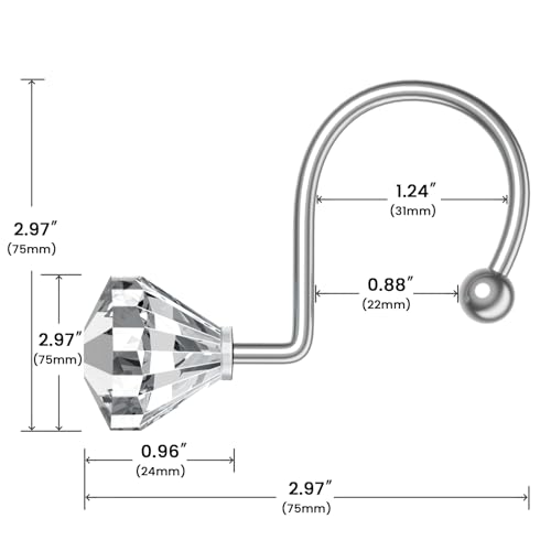 Diamond Shaped Crystal Shower Curtain Hooks - 12PCS Rust Proof