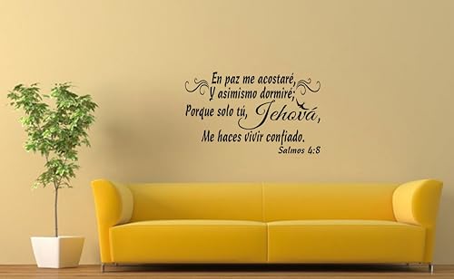 Spanish Wall Decal - Salmos 4:8 Bible Verse Art | Peel & Stick