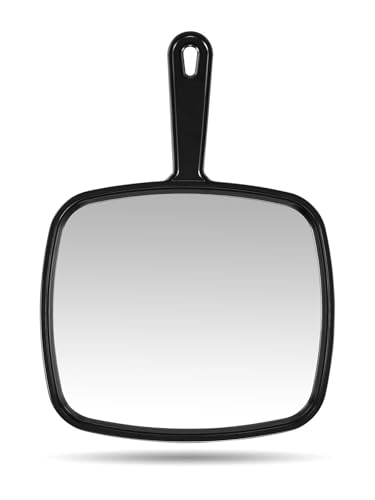 PROTECLE Hand Mirror 12.4 x 9 Inches Black Barber Mirror - Large, Lightweight & Dual Use