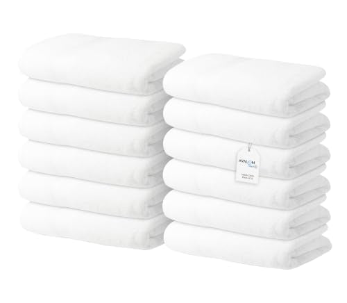Avalon Towels White Wash Cloths 12-Pack - 100% Cotton 12x12